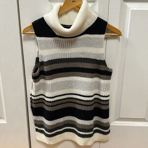 Abercrombie & Fitch Black and White Striped Cowl Neck Sweater